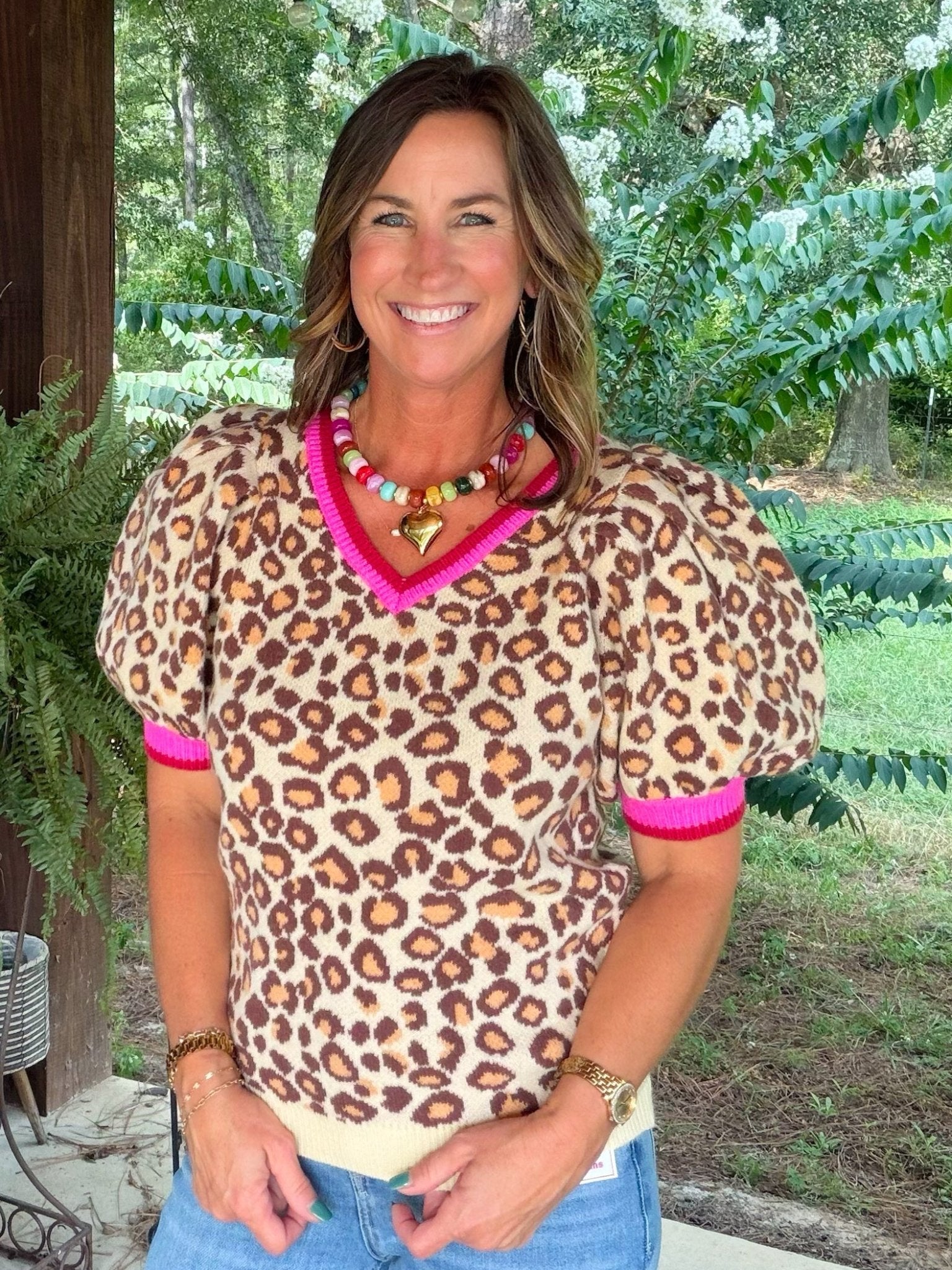 Pink Prowl Puff Sleeve Sweater Top - Jessi Jayne Boutique