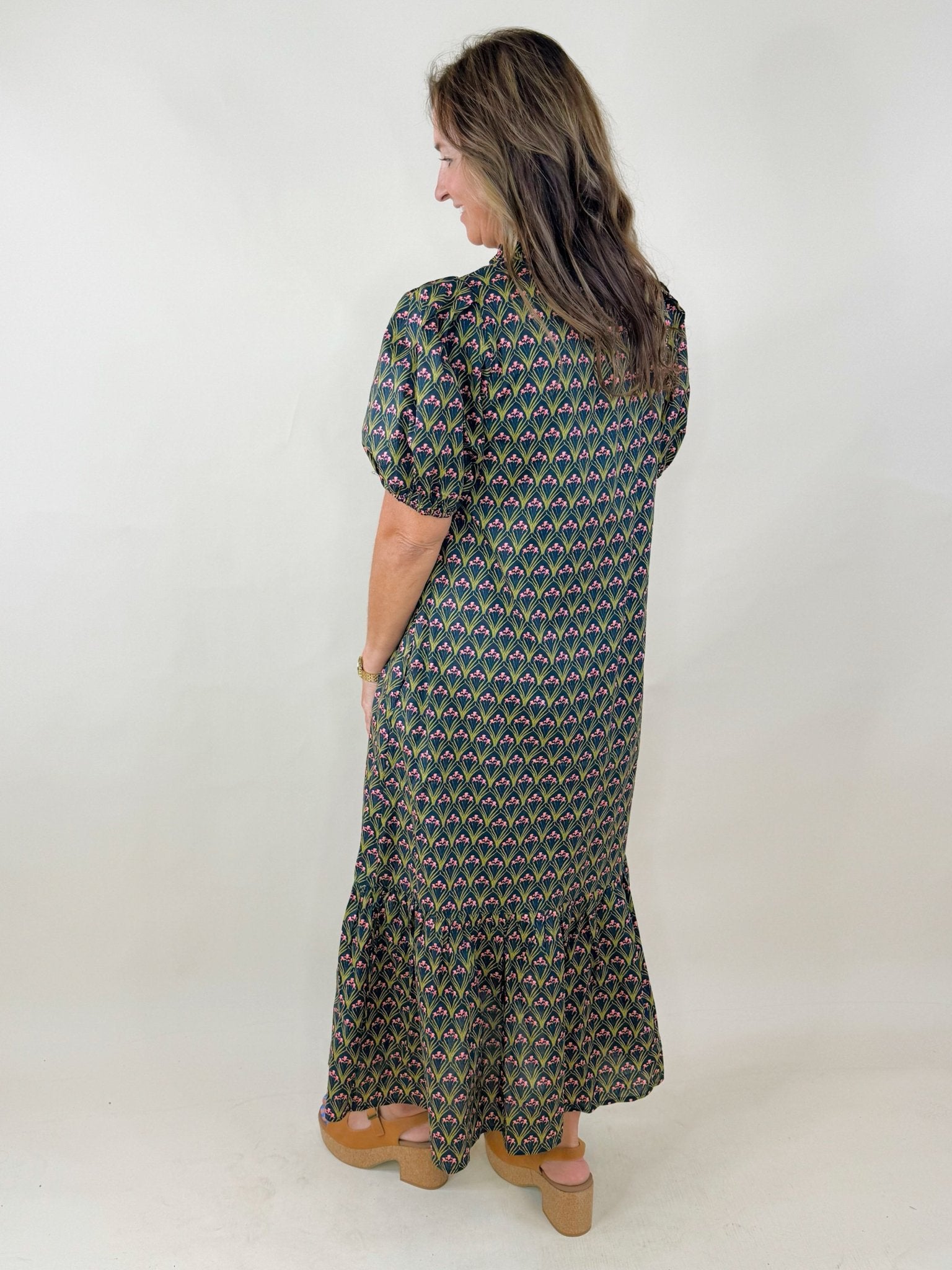 Twilight Petals Puff Sleeve Midi Dress - Jessi Jayne Boutique