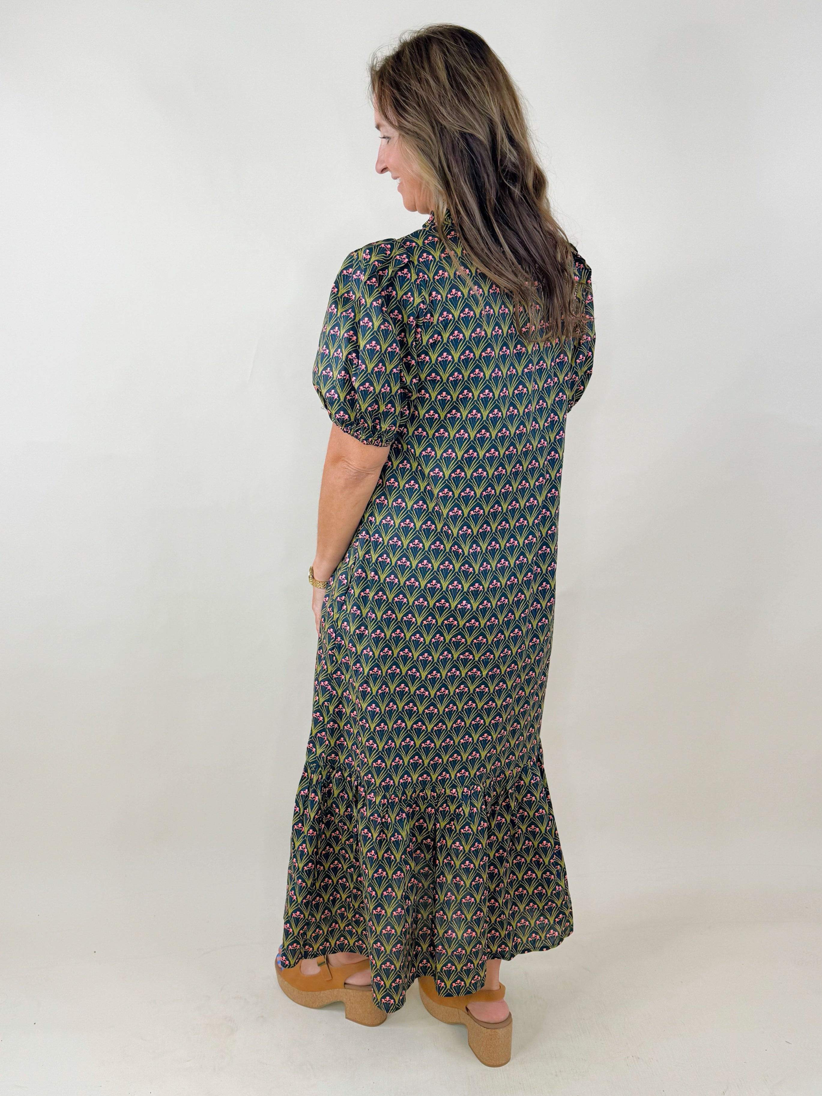 Twilight Petals Puff Sleeve Midi Dress - Jessi Jayne Boutique