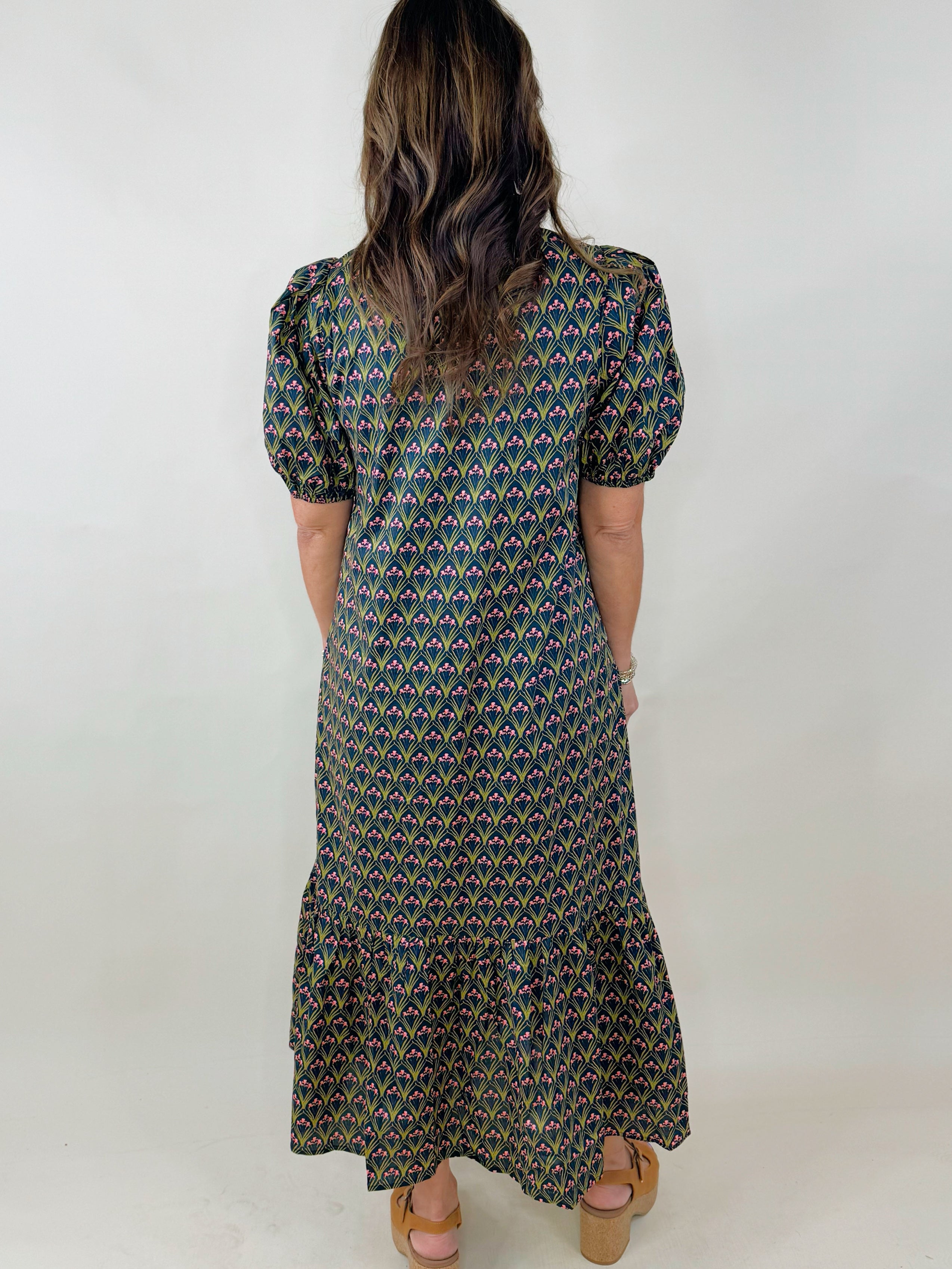 Twilight Petals Puff Sleeve Midi Dress - Jessi Jayne Boutique