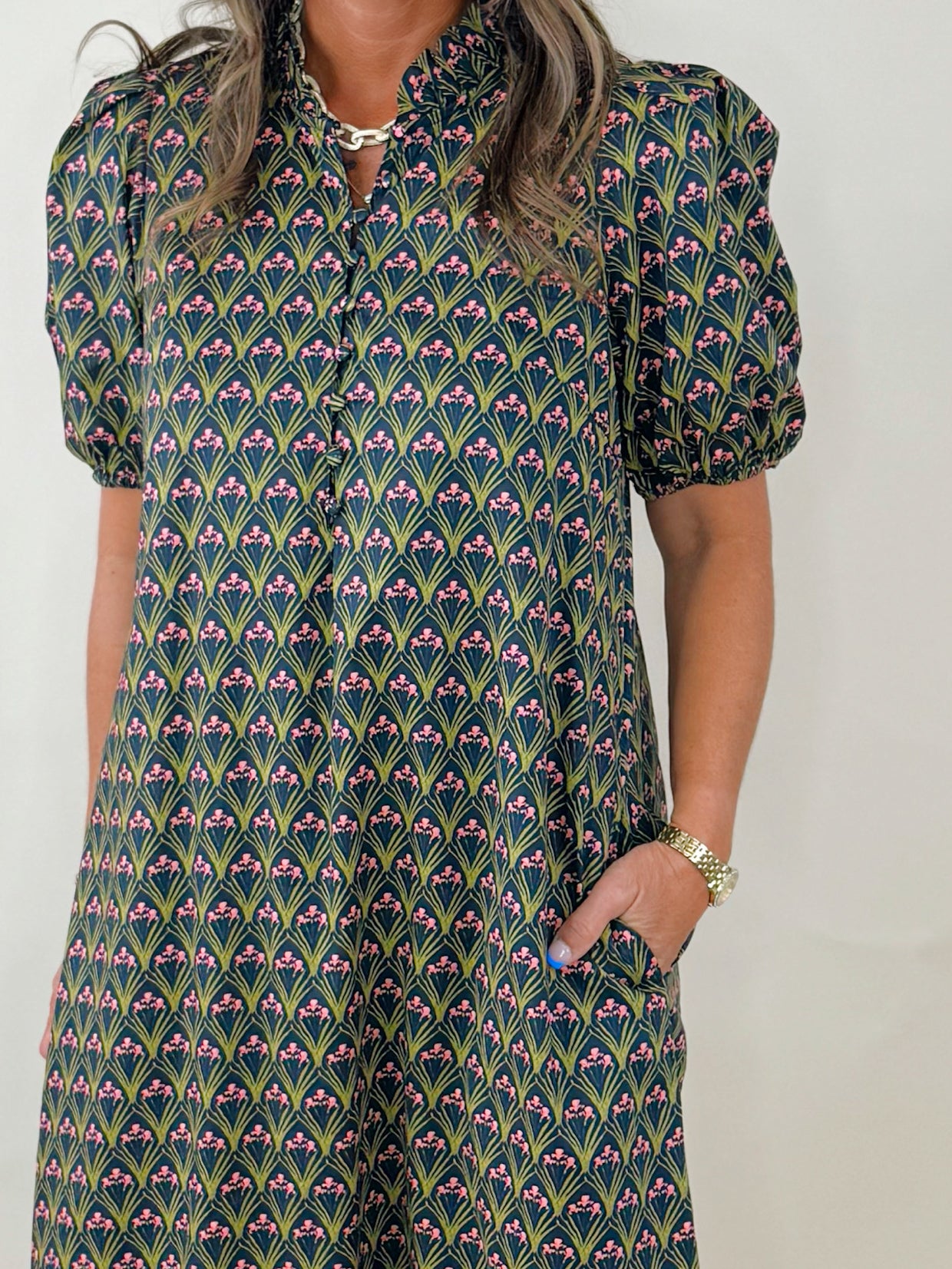 Twilight Petals Puff Sleeve Midi Dress - Jessi Jayne Boutique
