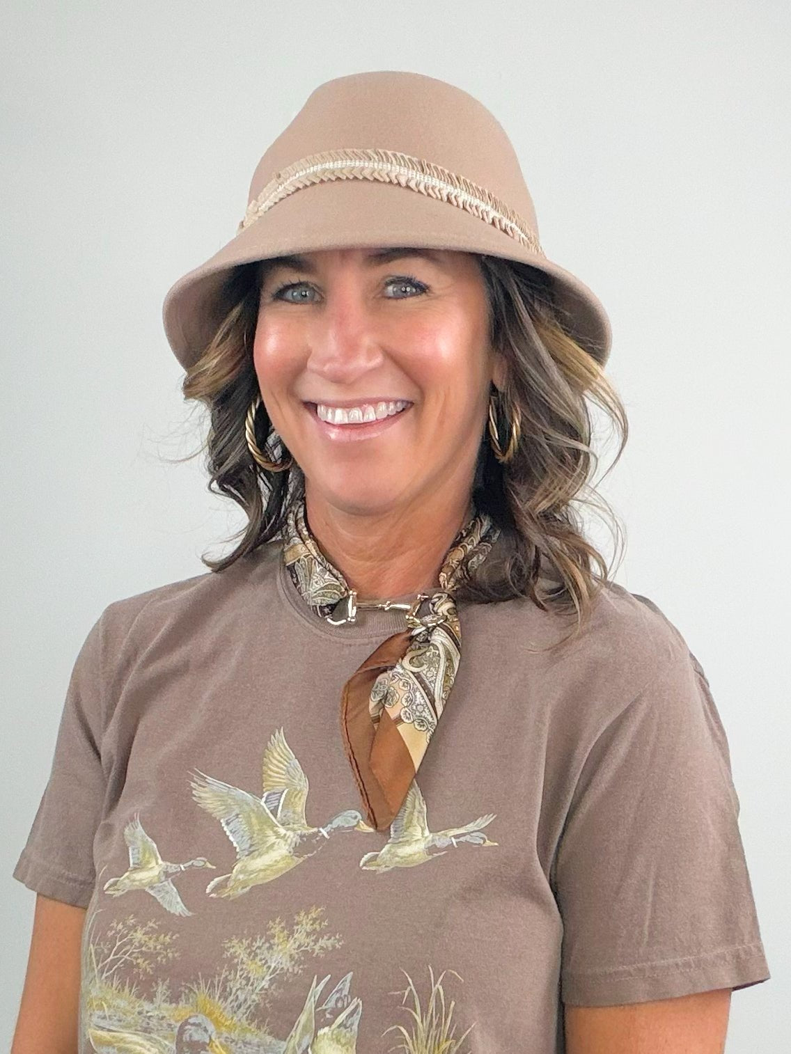 Fringe Band Wool Felt Cloche Hat - Jessi Jayne Boutique
