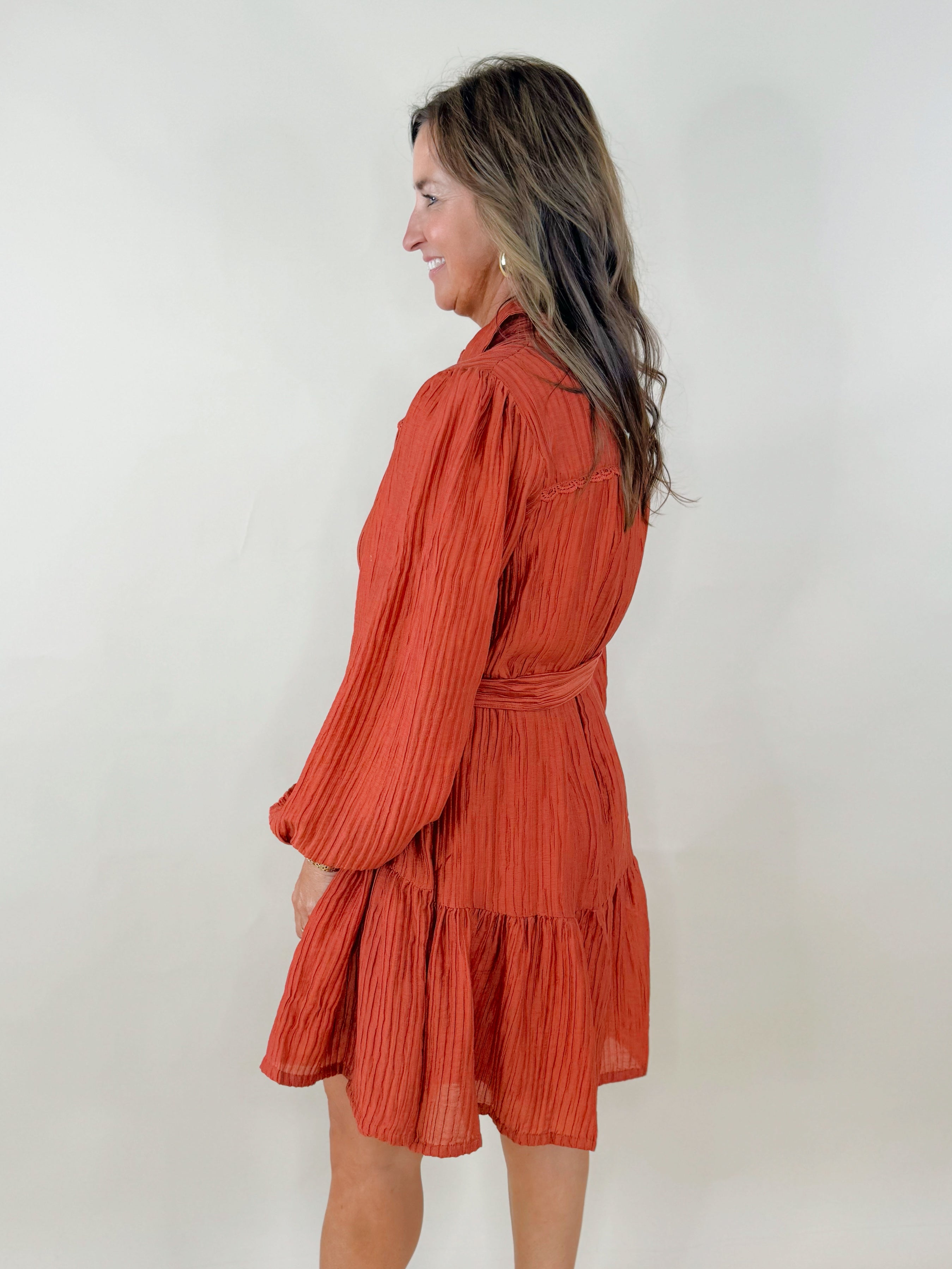 Autumn Stroll Crinkle Tiered Mini Dress - Jessi Jayne Boutique