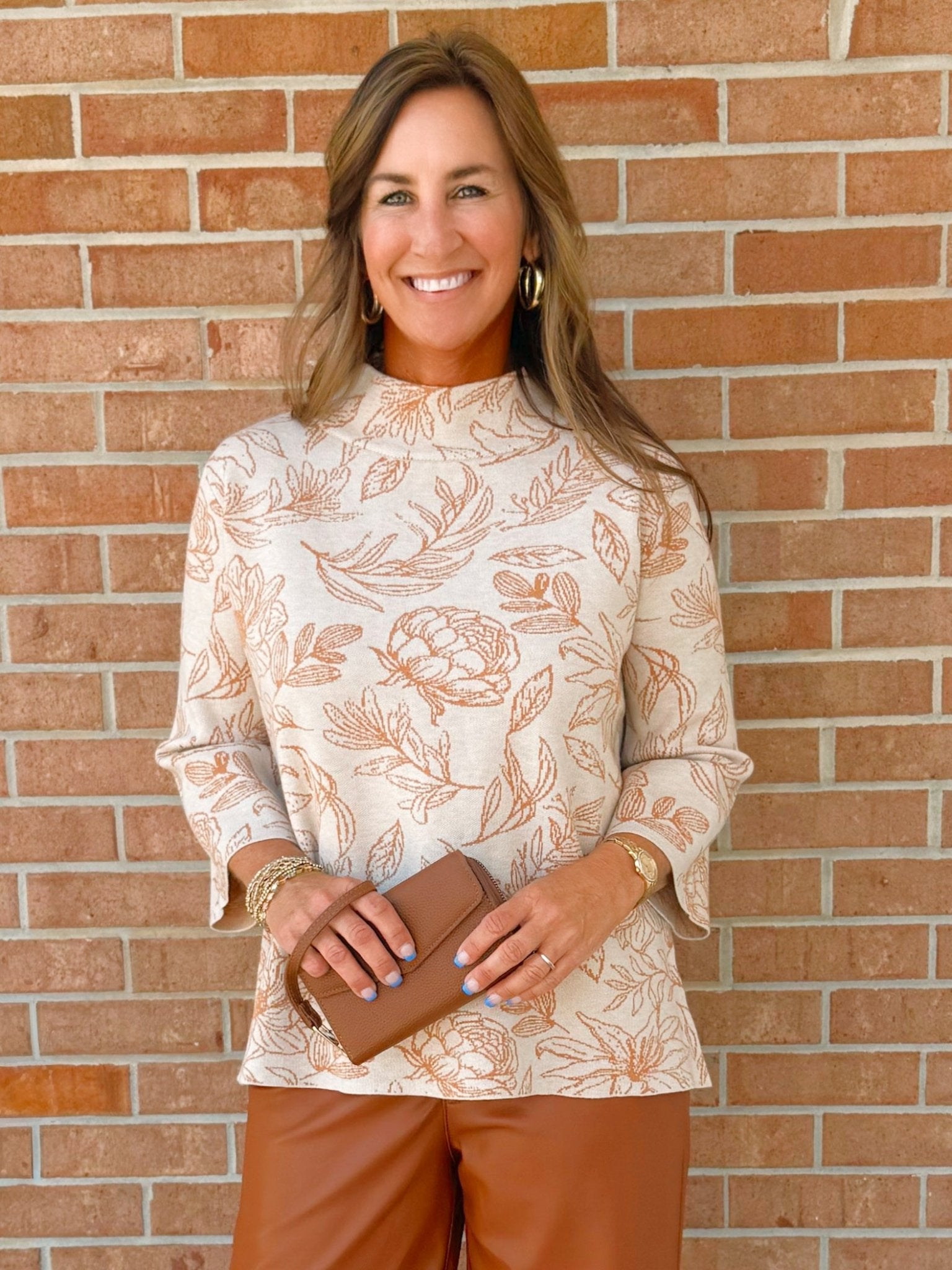 Autumn Sketch Mock Neck Top - Jessi Jayne Boutique