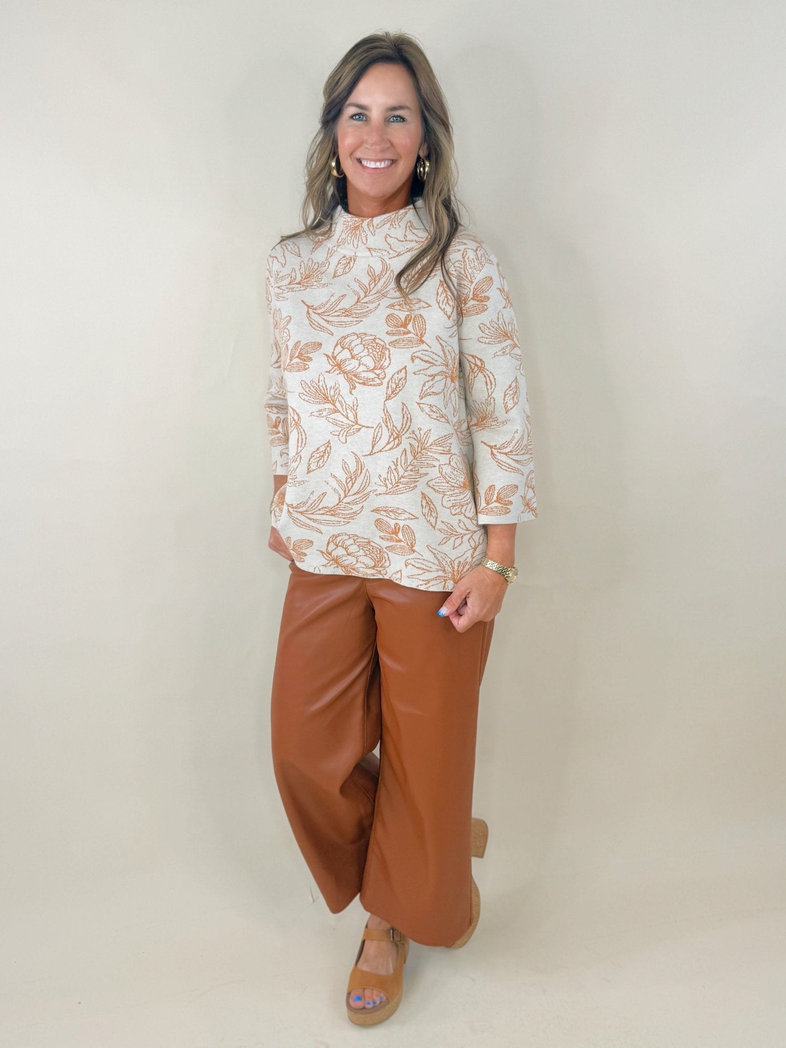 Autumn Sketch Mock Neck Top - Jessi Jayne Boutique