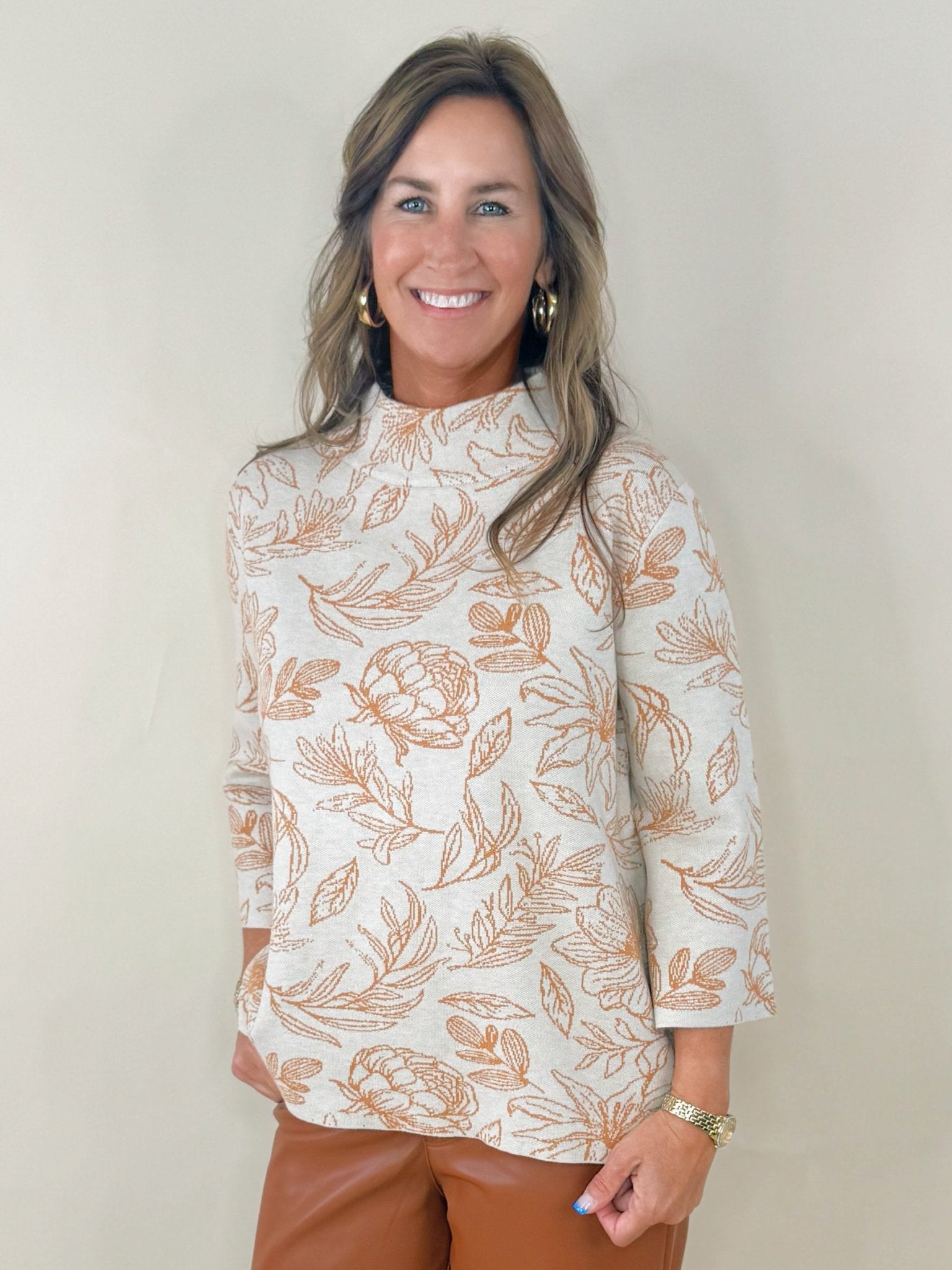 Autumn Sketch Mock Neck Top - Jessi Jayne Boutique