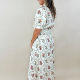 Botanical Print Puff Sleeve Midi Dress - Jessi Jayne Boutique