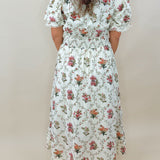 Botanical Print Puff Sleeve Midi Dress - Jessi Jayne Boutique