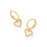 Kendra Scott Ari Heart Gold Huggie Earrings in Ivory Mother-of-Pearl