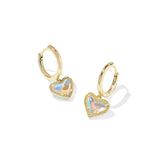 Kendra Scott Ari Heart Gold Huggie Earrings in Dichroic Glass