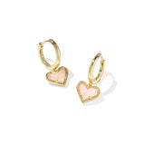 Kendra Scott Ari Heart Huggie Gold Rose Quartz Earrings