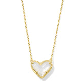 Kendra Scott Ari Heart Gold Pendant Necklace in Ivory Mother-of-Pearl