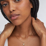 Crystal Letter K Gold Short Pendant Necklace in White Crystal