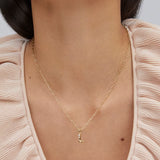 Crystal Letter L Gold Short Pendant Necklace in White Crystal