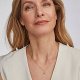 Crystal Letter S Gold Short Pendant Necklace in White Crystal