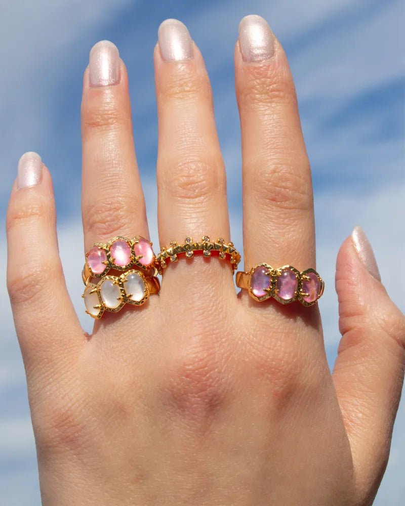 Kendra Scott Daphne Gold Light Pink Abalone Ring Size 6 - Jessi Jayne Boutique
