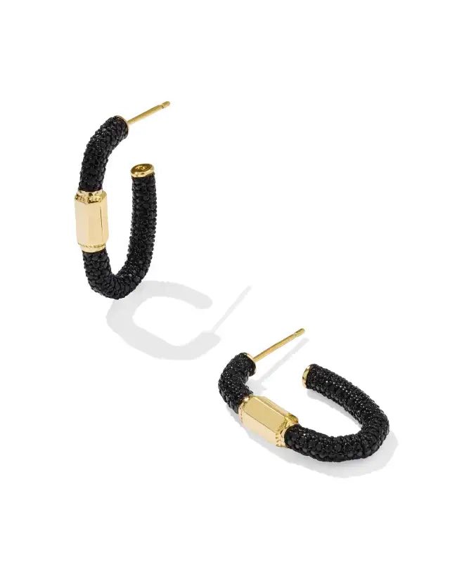Kendra Scott Emery Gold Black Crystal Hoop Earrings - Jessi Jayne Boutique