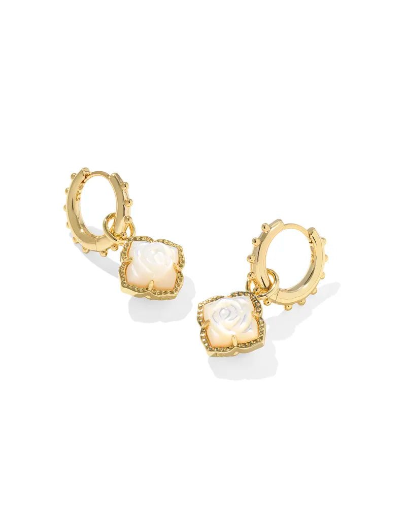 Kendra Scott Ivory Mallory Rose Gold Huggie Earrings - Jessi Jayne Boutique