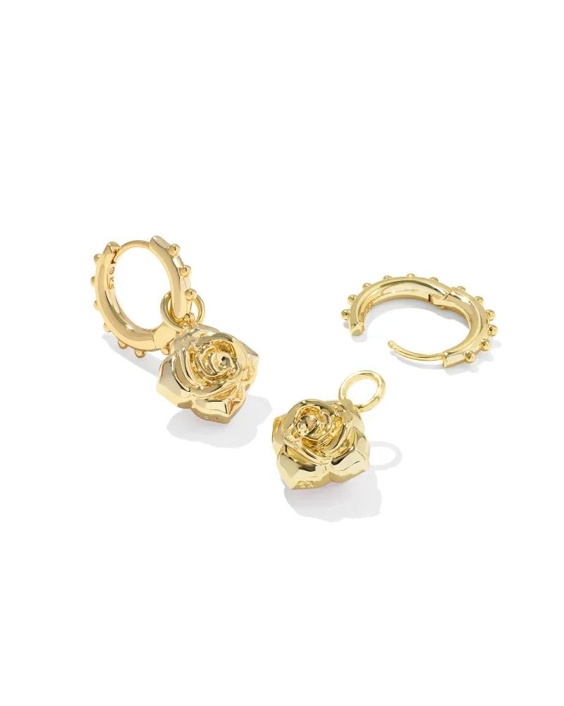 Kendra Scott Ivory Mallory Rose Gold Huggie Earrings - Jessi Jayne Boutique