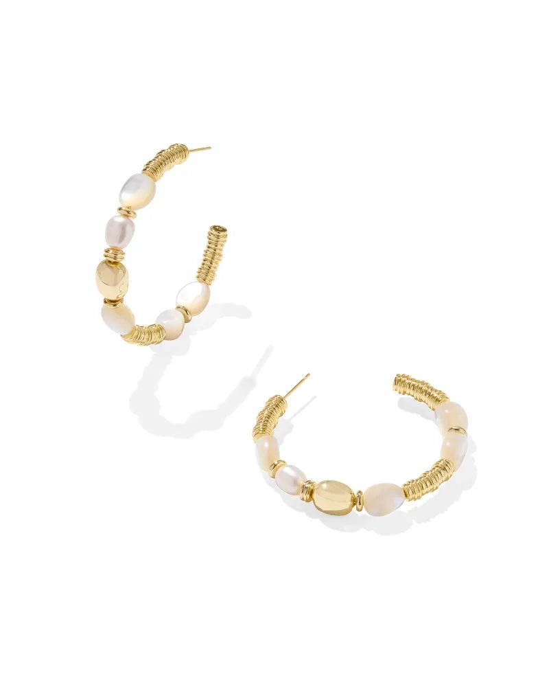 Kendra Scott Melody Gold Beaded Hoop Earrings in Freshwater Cultured - Jessi Jayne Boutique