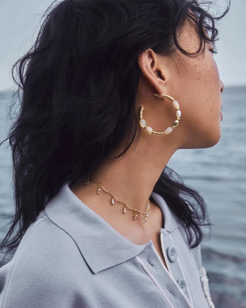 Kendra Scott Melody Gold Beaded Hoop Earrings in Freshwater Cultured - Jessi Jayne Boutique
