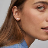 Mini Ellie Gold Stud Earrings in Pink Opalite Crystal