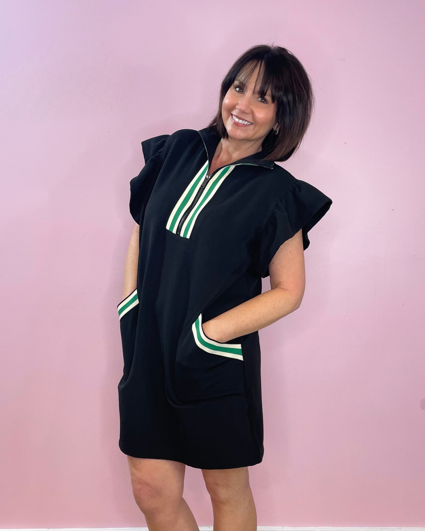 Sporty Chic Flutter Sleeve Dress - Jessi Jayne Boutique