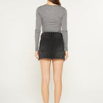 High Rise Raw Hem Mini Skirt