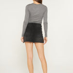 High Rise Raw Hem Mini Skirt