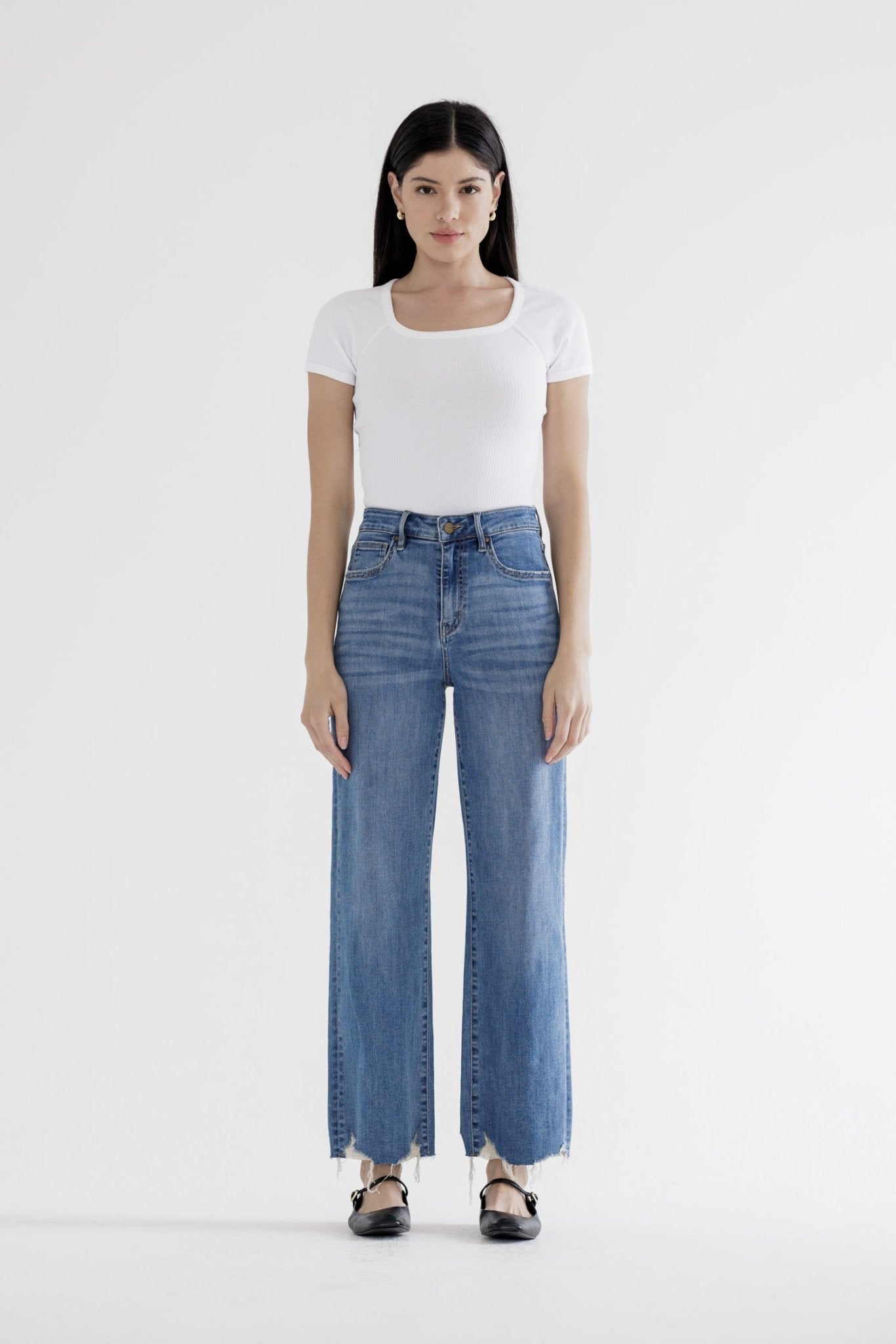 High Rise Wide Leg with Hem Detail - Jessi Jayne Boutique