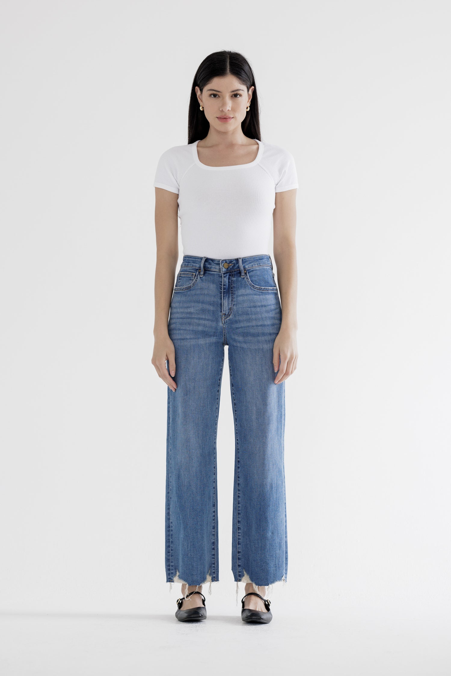 High Rise Wide Leg with Hem Detail