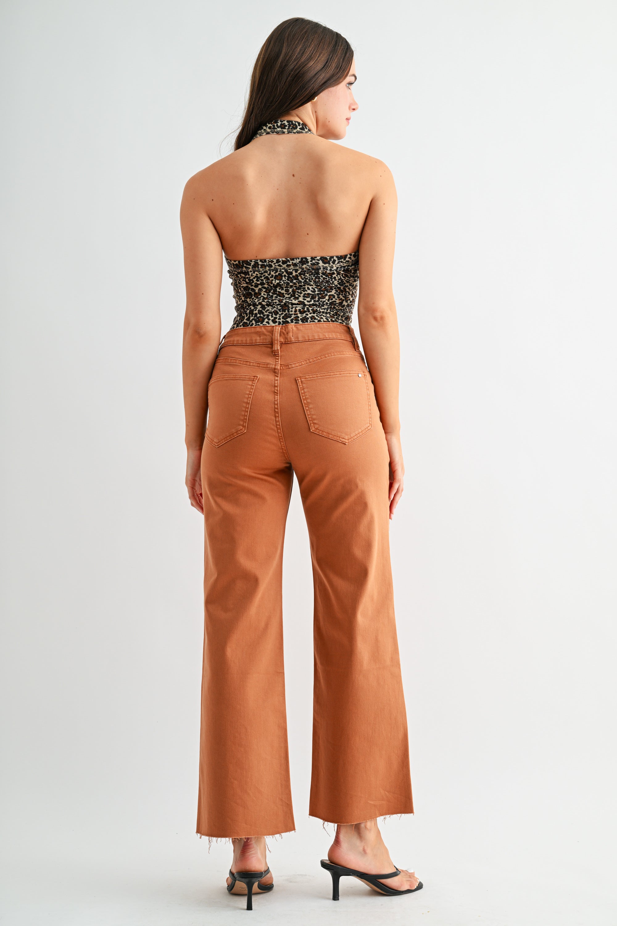 High-rise Wide Leg Ankle Front Yoke