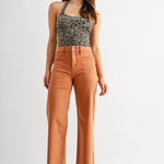 High-rise Wide Leg Ankle Front Yoke