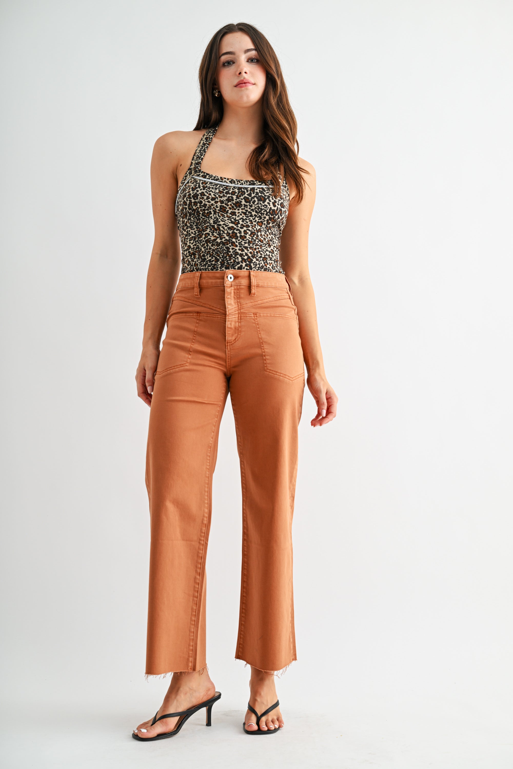 High-rise Wide Leg Ankle Front Yoke
