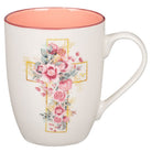 Pink Floral Cross Ceramic Coffee Mug - Jessi Jayne Boutique