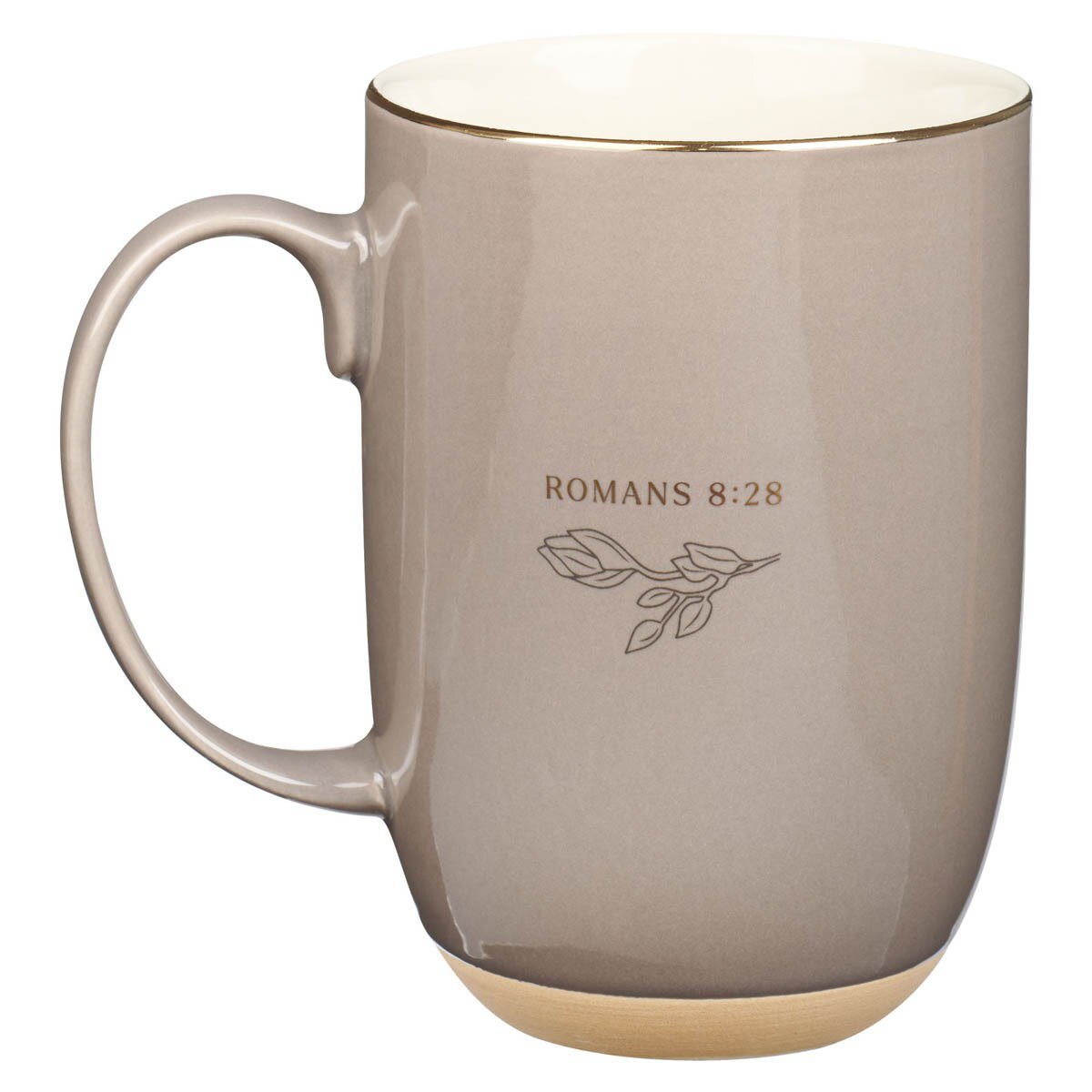 All Things for Good Taupe Ceramic Coffee Mug with Exposed Clay Base - Romans 8:28 - Jessi Jayne Boutique