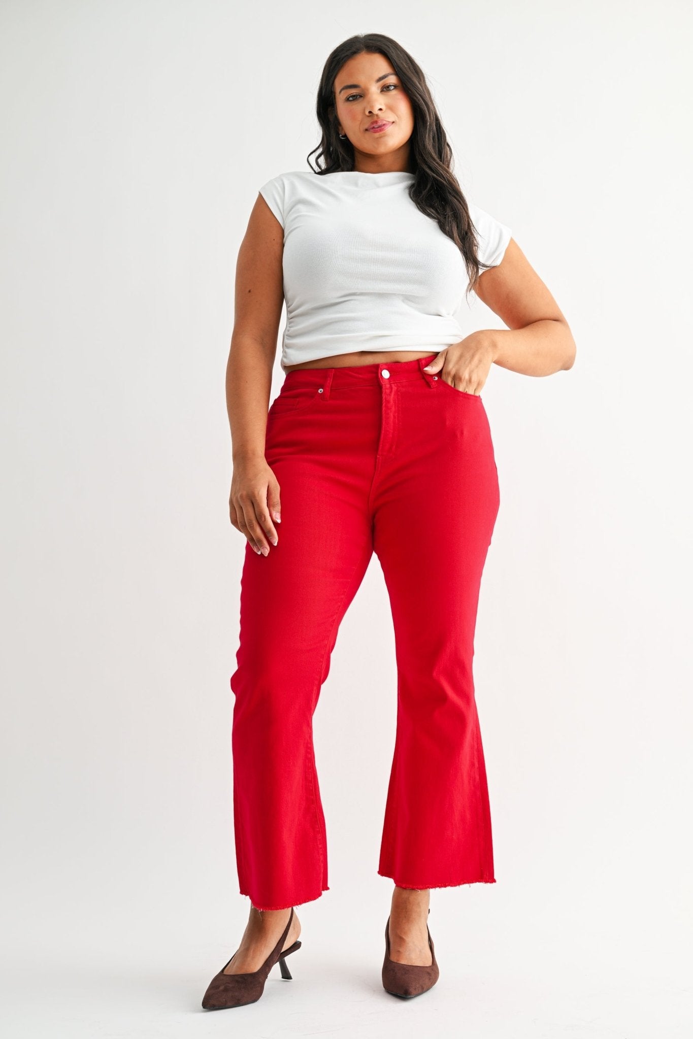 High Rise Ankle Flare (Plus Size) - Jessi Jayne Boutique