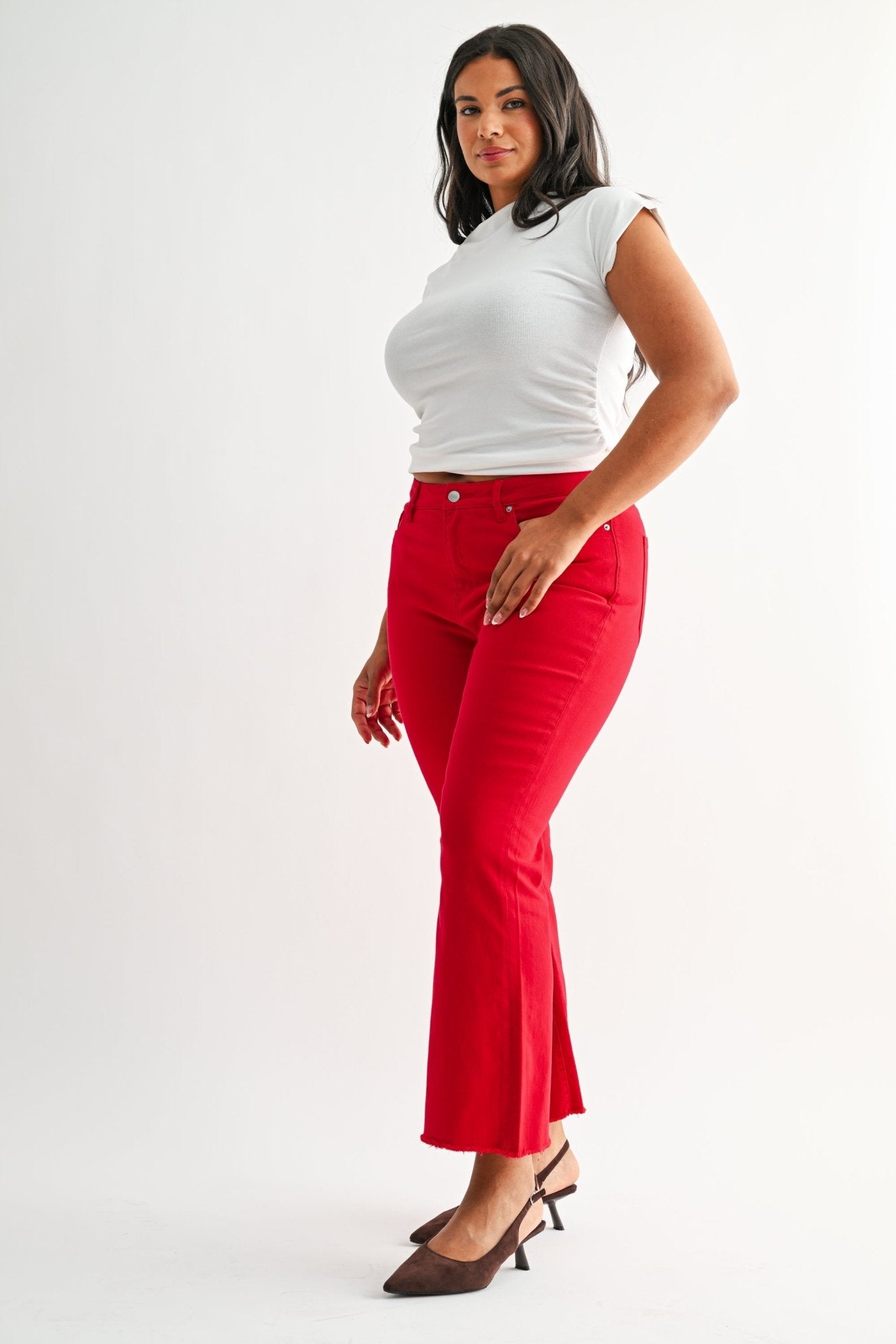 High Rise Ankle Flare (Plus Size) - Jessi Jayne Boutique