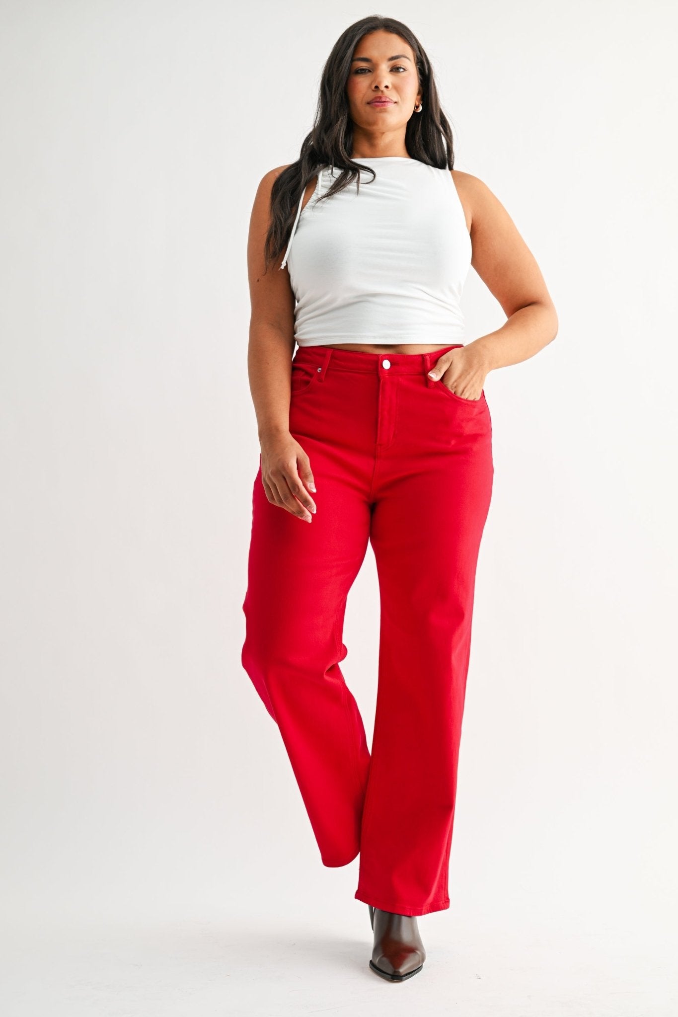 High Rise Straight Leg Loose Fit (Plus Size) - Jessi Jayne Boutique