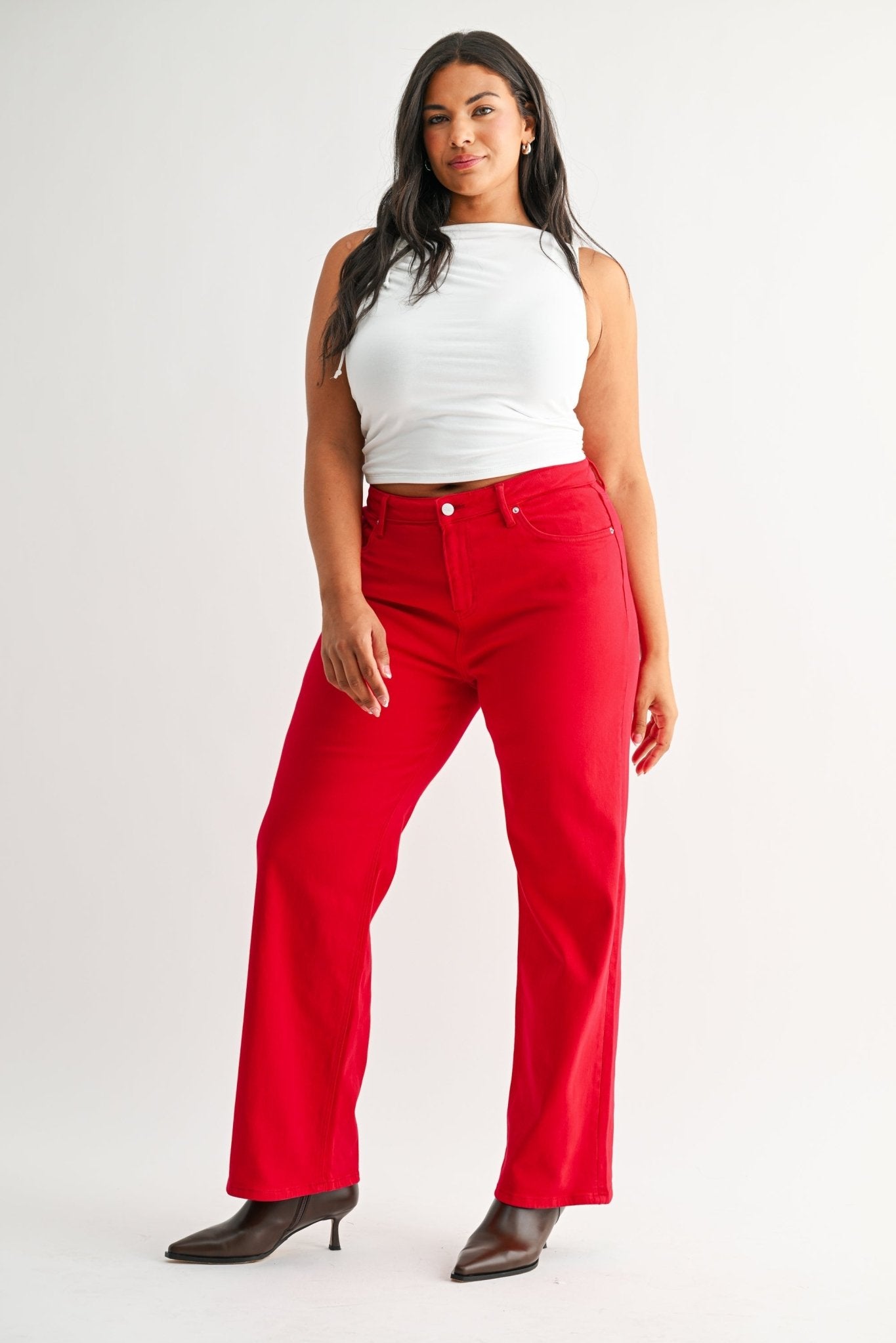 High Rise Straight Leg Loose Fit (Plus Size) - Jessi Jayne Boutique