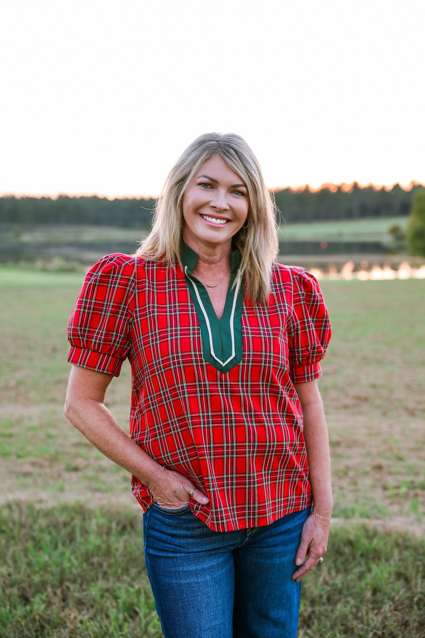 Red Highland Charm Plaid Blouse - Jessi Jayne Boutique