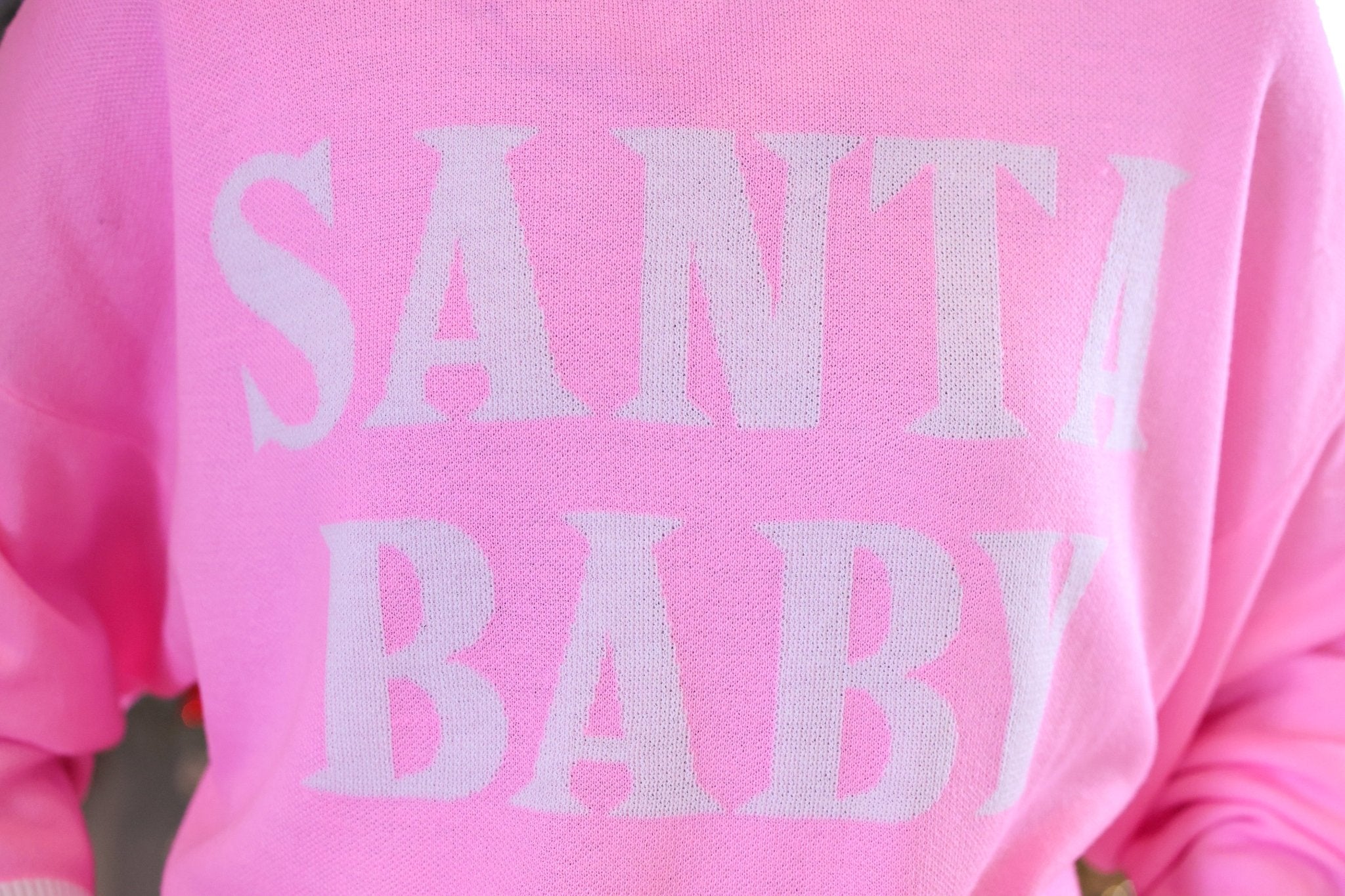 PREORDER- Pink Santa Baby Jacquard Knit Sweater - Jessi Jayne Boutique