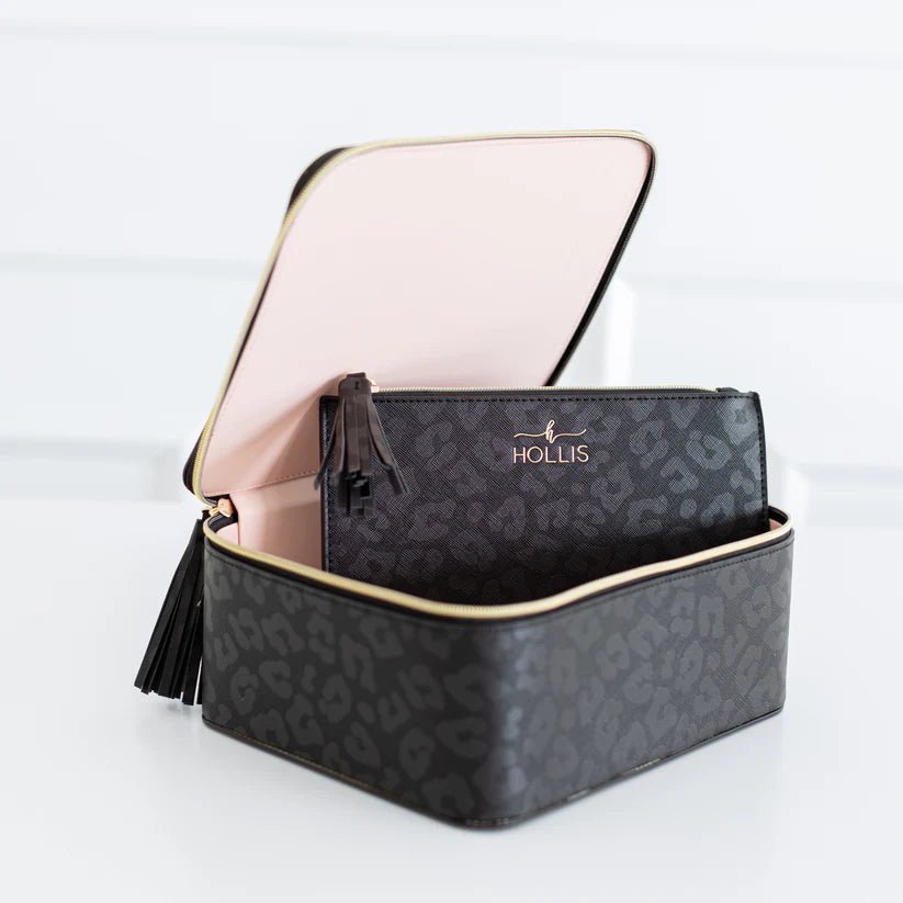 Hollis Black Jett Setter Makeup Bag With Pouch - Jessi Jayne Boutique
