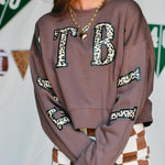 Football Leopard Mocha Crop Sweatshirt - Jessi Jayne Boutique