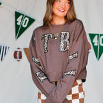 Football Leopard Mocha Crop Sweatshirt - Jessi Jayne Boutique