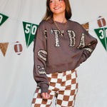 Football Leopard Mocha Crop Sweatshirt - Jessi Jayne Boutique