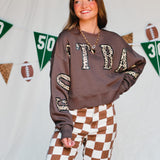 Football Leopard Mocha Crop Sweatshirt - Jessi Jayne Boutique