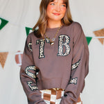 Football Leopard Mocha Crop Sweatshirt - Jessi Jayne Boutique