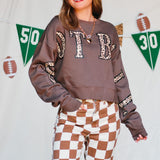 Football Leopard Mocha Crop Sweatshirt - Jessi Jayne Boutique