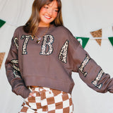Football Leopard Mocha Crop Sweatshirt - Jessi Jayne Boutique